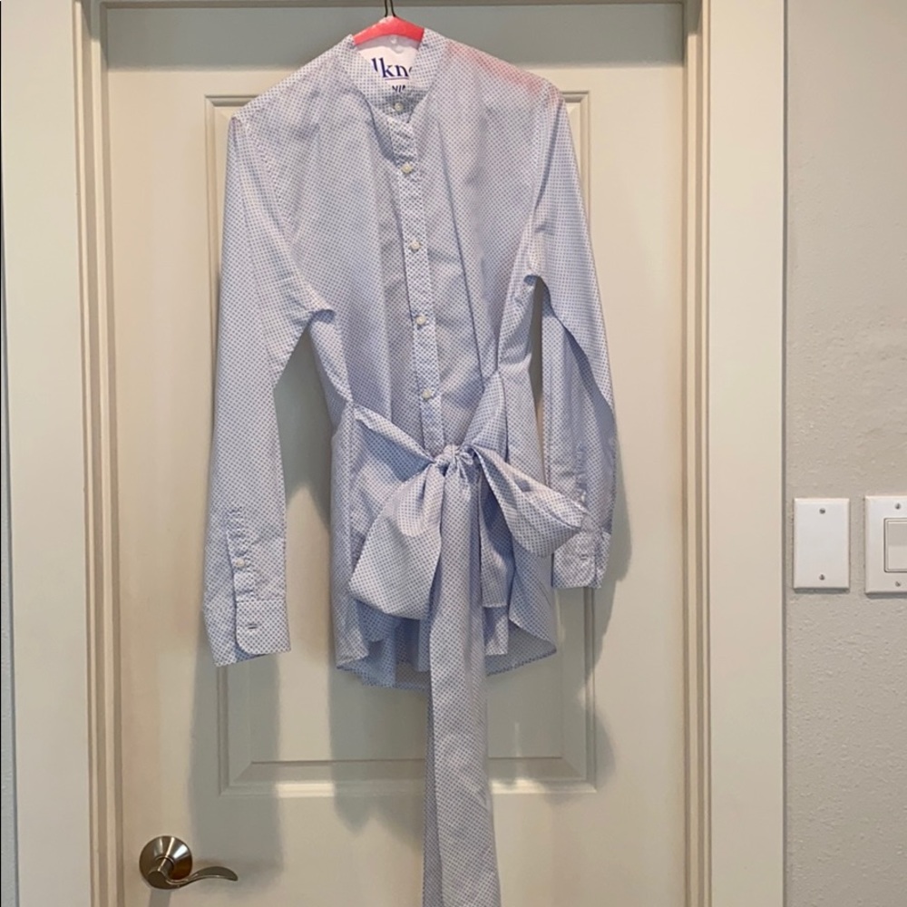 Ann Mashburn Tie-Waist Button-Up Blouse